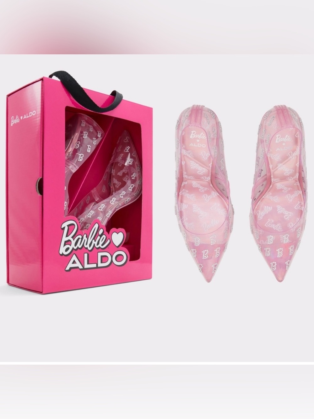 ALDO X Barbie Barbietessy Stessy Clear Pink Heeled Shoes 7.5 NWT